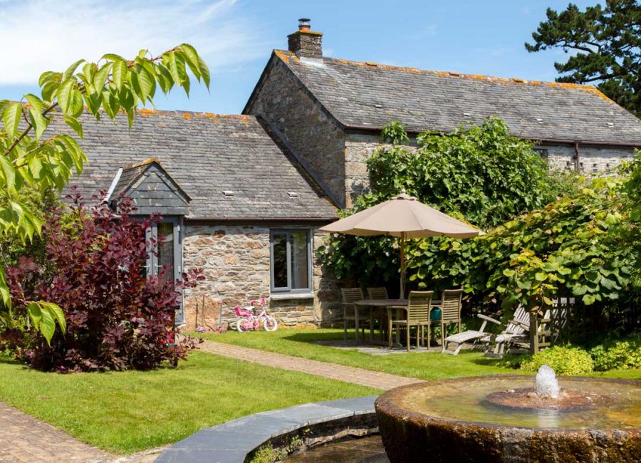 Cottage exterior at Tredethick Farm Cottages perfect for toddler holidays in Cornwall.