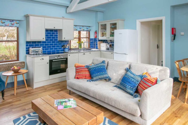 Interior shot of the kitchen living space in Searle cottage